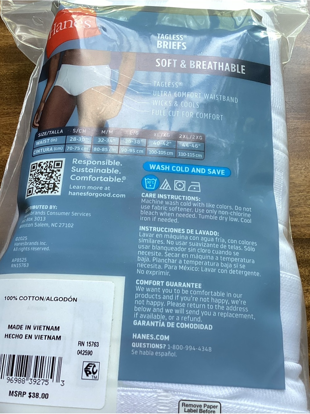 Hanes Men’s Tagless Briefs - White (6 Pack) Medium NWT - Picture 2 of 3